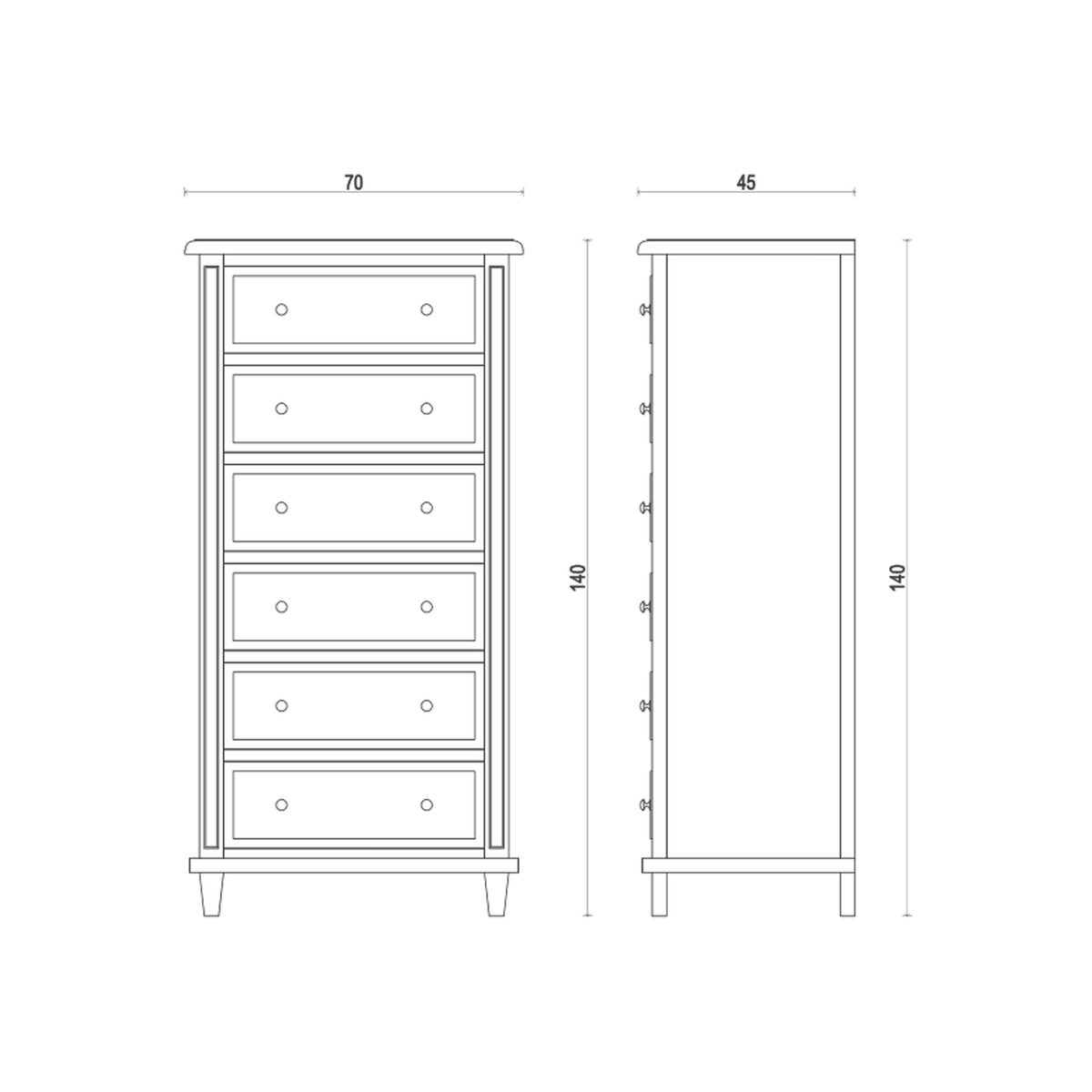 Brittany 6 Drawer Chest - Mango Wood