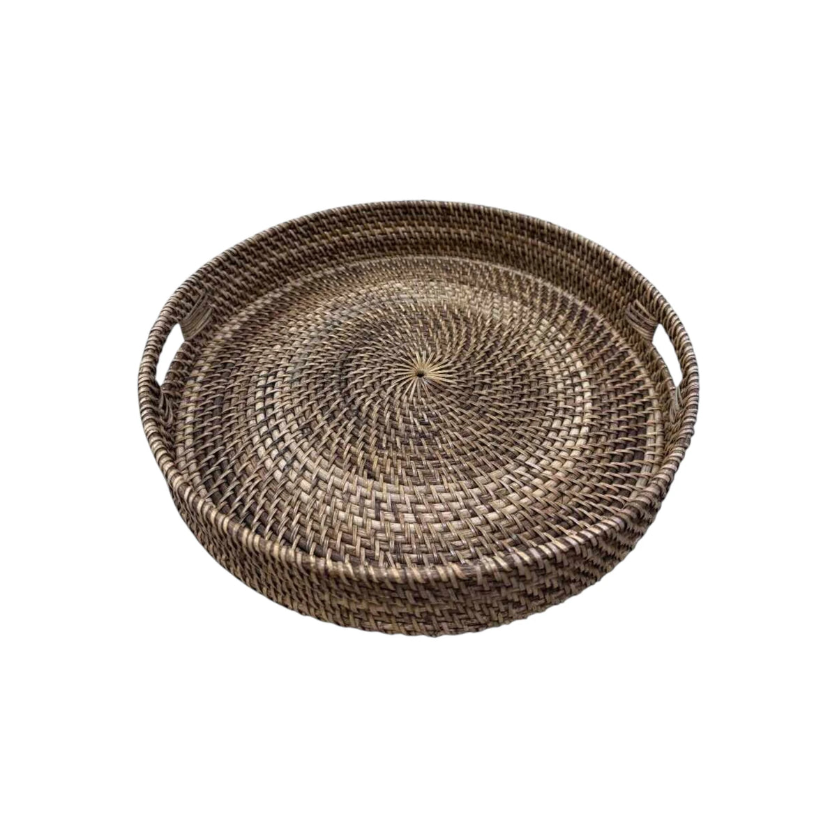 Bahama Rattan Round Tray Brown - Small