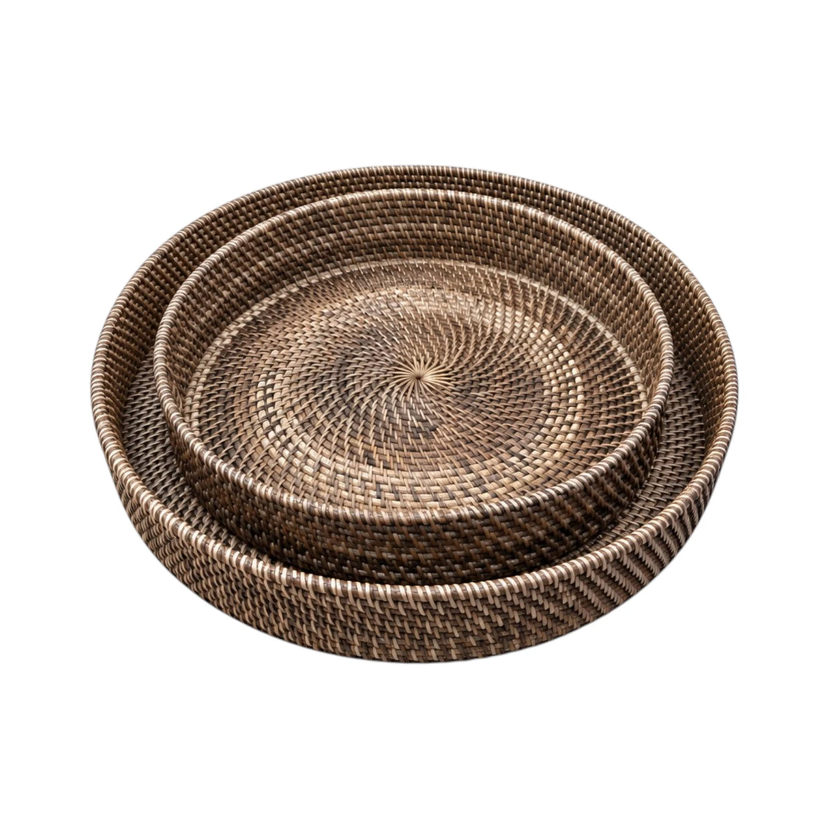 Bahama Rattan Round Tray Brown - Medium