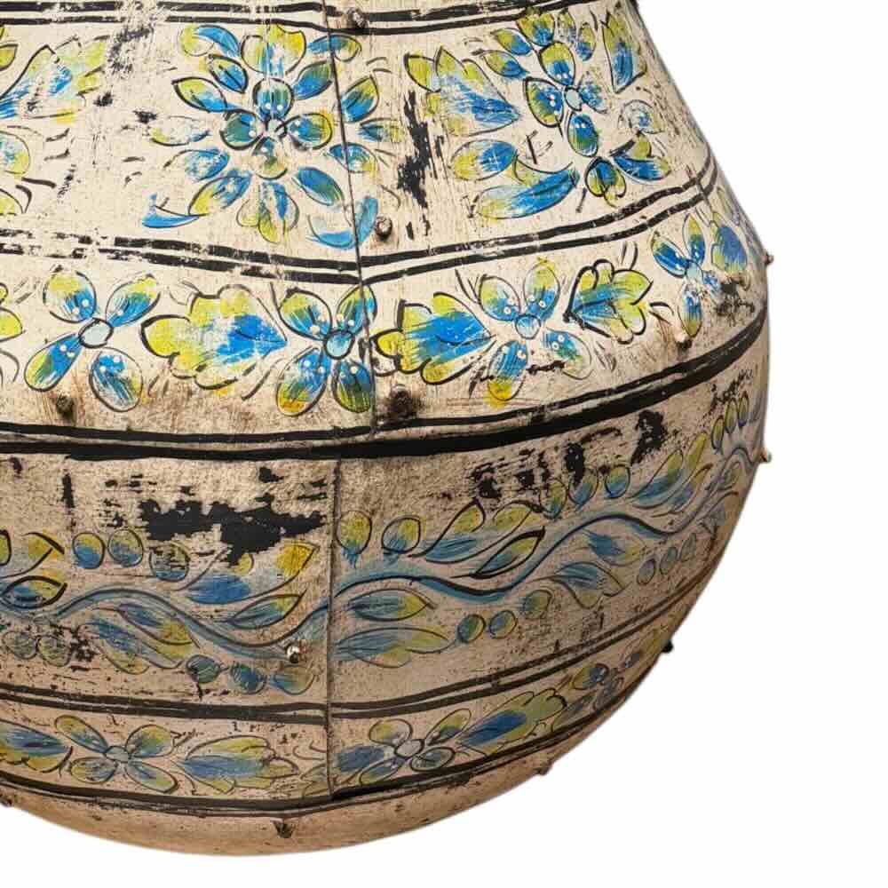 Blue Wash Painted Iron Tall Urn - Small