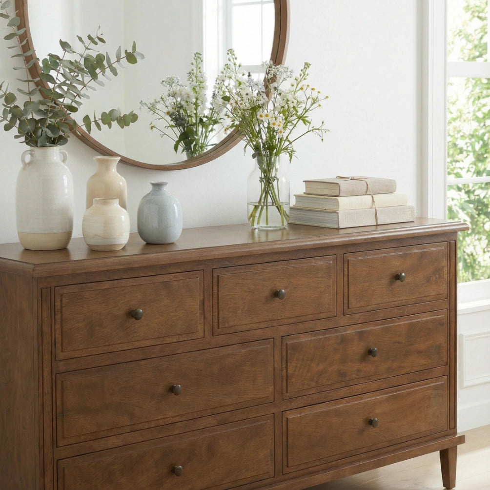 Brittany 7 Drawer Chest 40cm Deep - Mango Wood