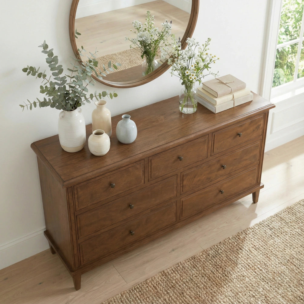 Brittany 7 Drawer Chest 40cm Deep - Mango Wood