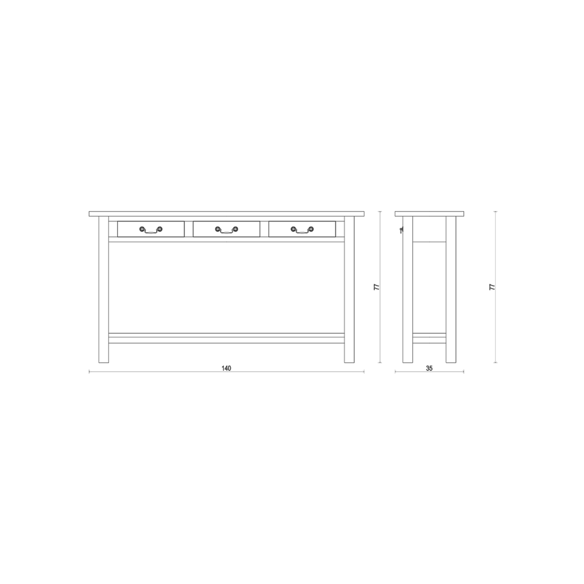 Chateau 3 Drawer Console - Mango Wood