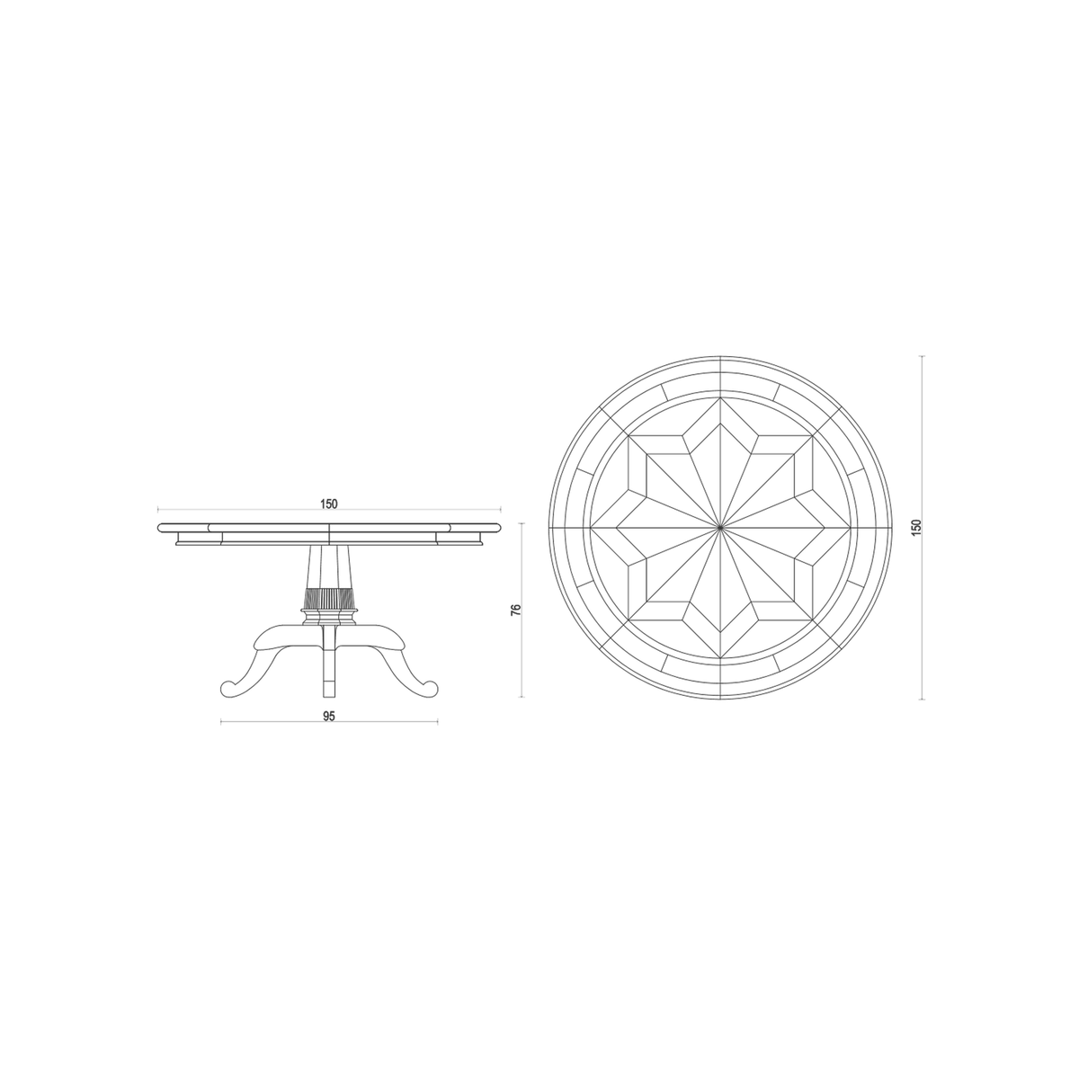 Chateau Round Dining Table 150cm - Mango Wood Parquetry