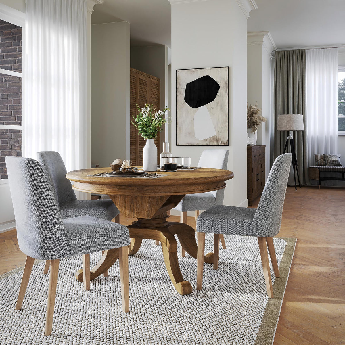 Chateau Round Extension Dining Table 125-175cm - Natural Parquetry