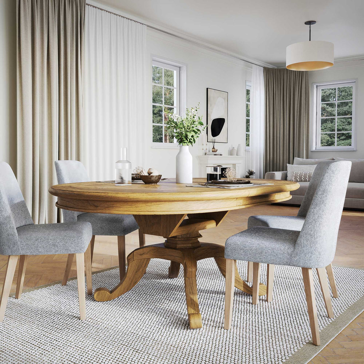 Chateau Round Extension Dining Table 125-175cm - Natural Parquetry
