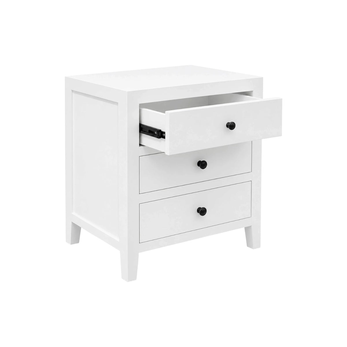 Coastline 3 Drawer Bedside Table - White