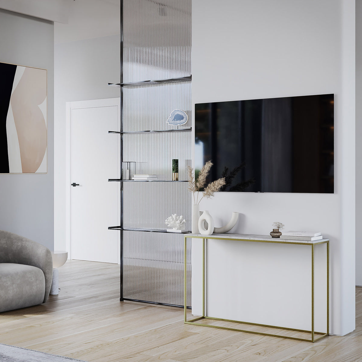 Como Marble Console - Brass