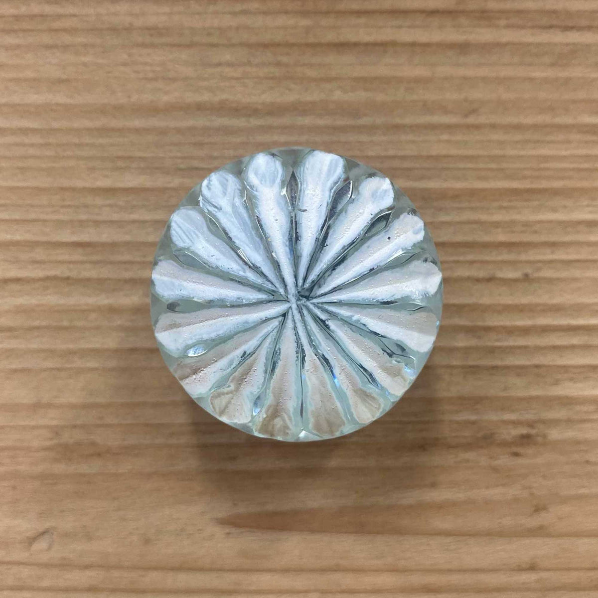 Glass White Snow Knob - 4cm