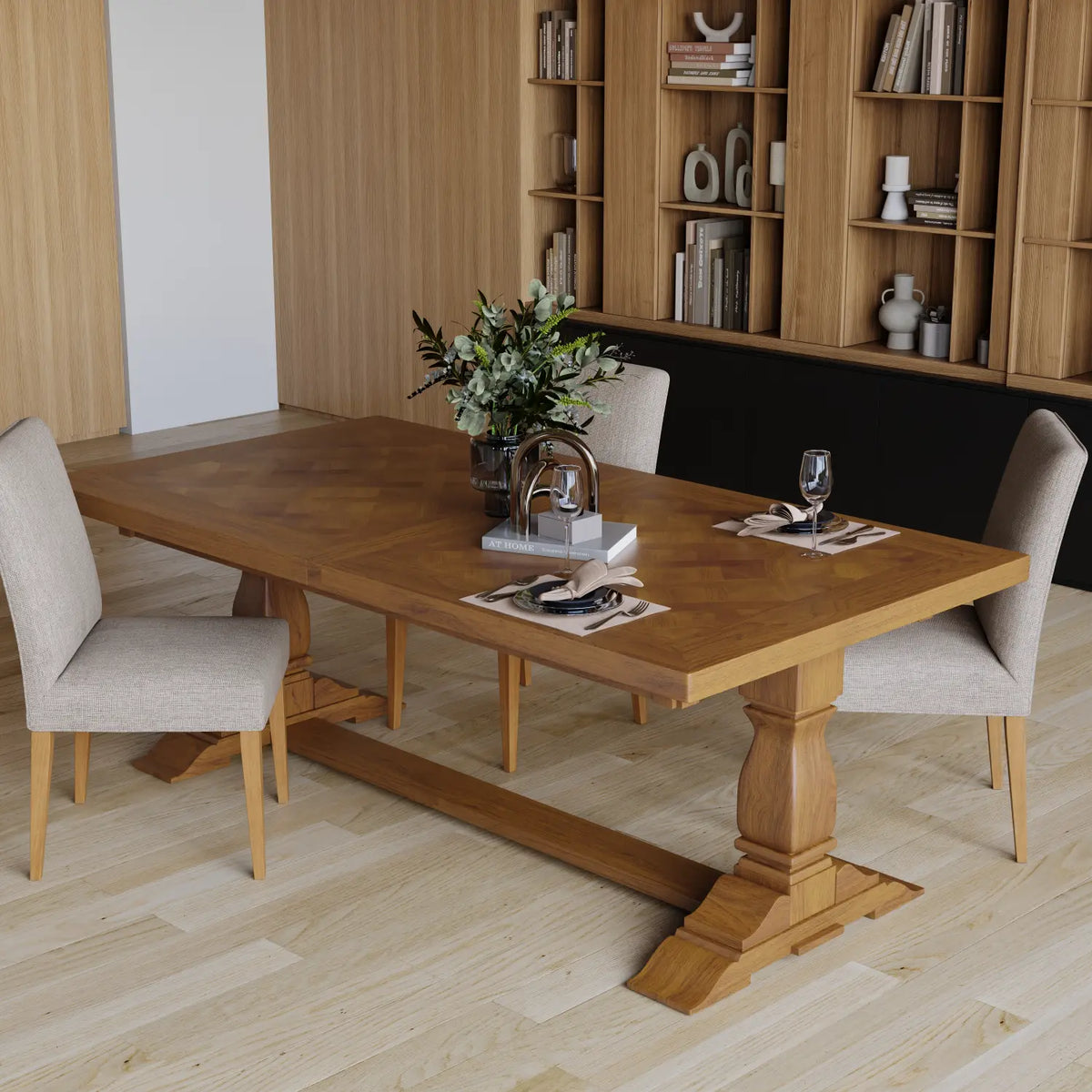 Deauville Extension Dining Table 210-310cm - Toffee Parquetry