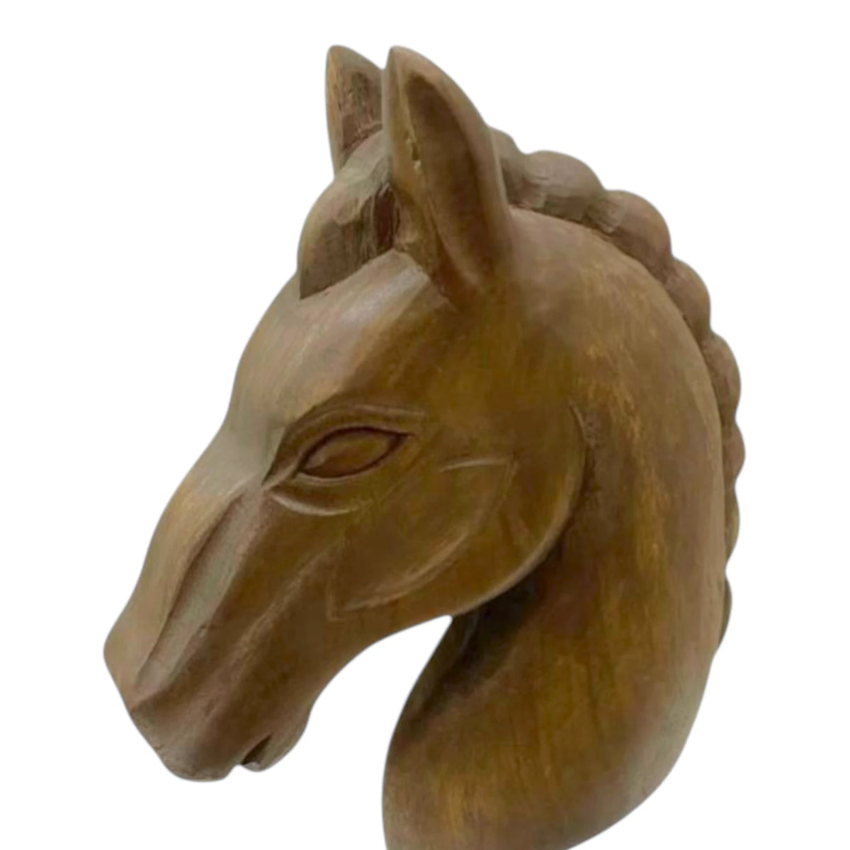 Carved Timber Horse Head on Base