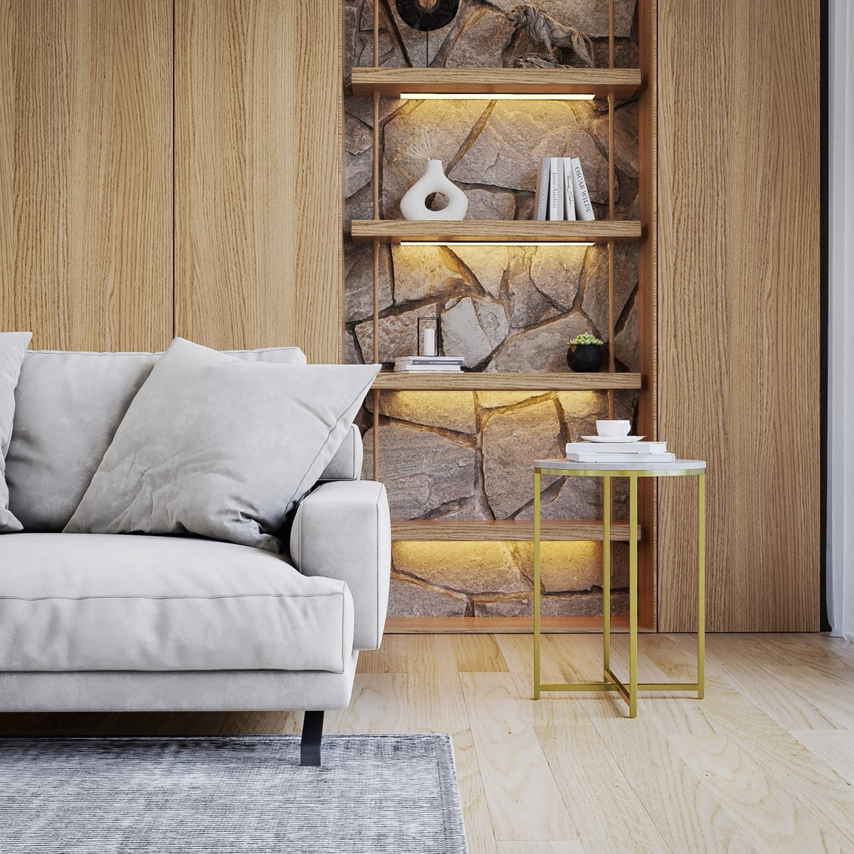 Ella Marble Side Table - Brass
