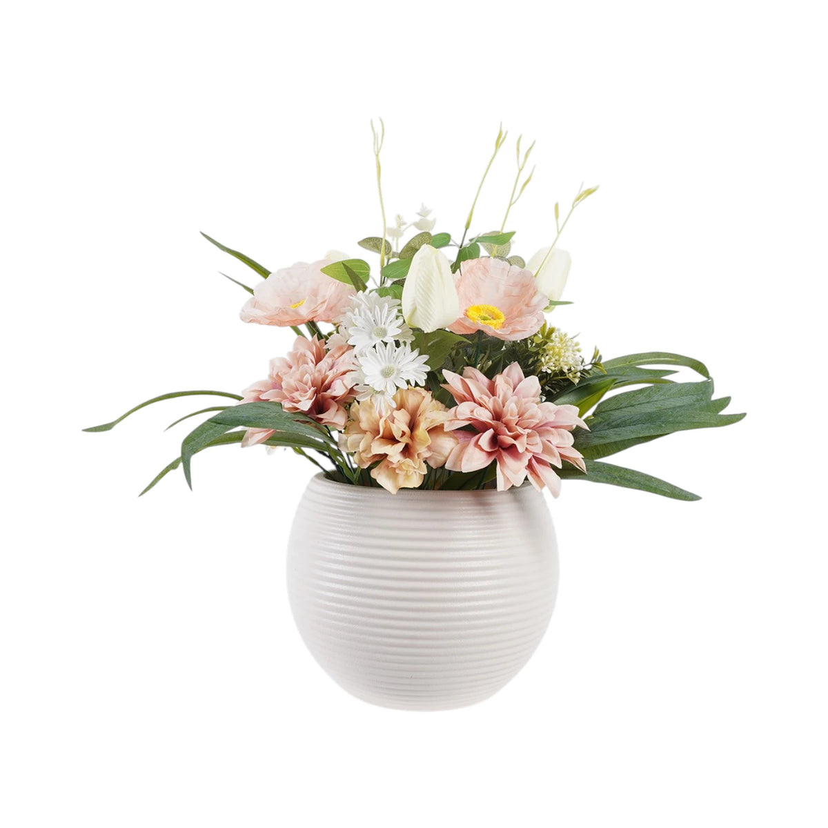Pink Posy in Round Vase Artificial - 44cm