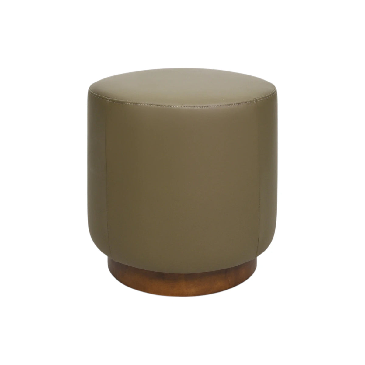 Geneva Round Ottoman - Oslo Olive Leather / Honey Leg