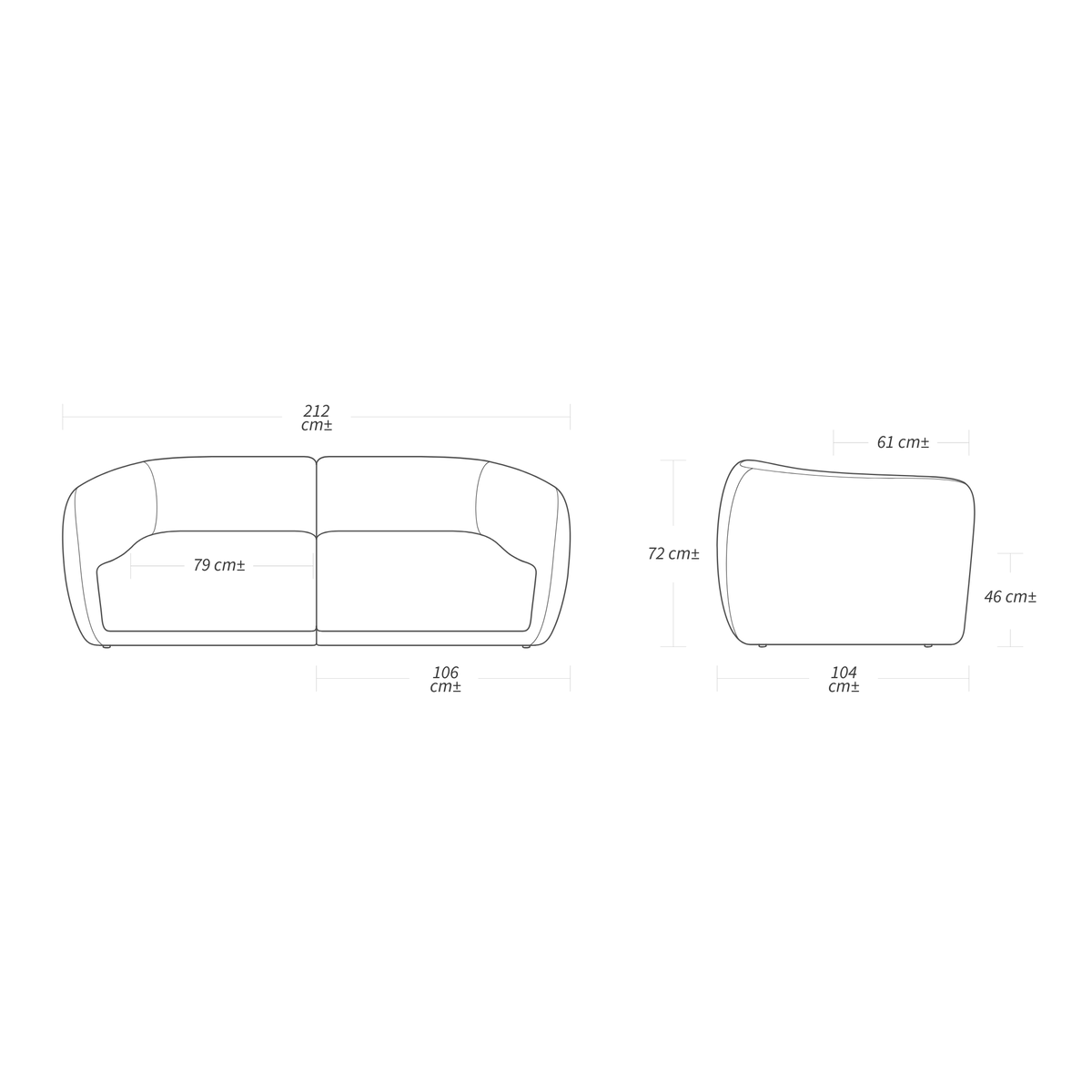 Haven 2 Seater Modular Sofa - Cloud 113