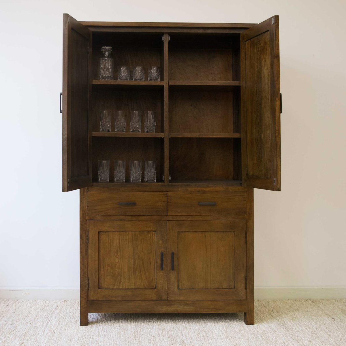 Hamilton Display Cabinet with 4 Timber Doors - Mango Wood