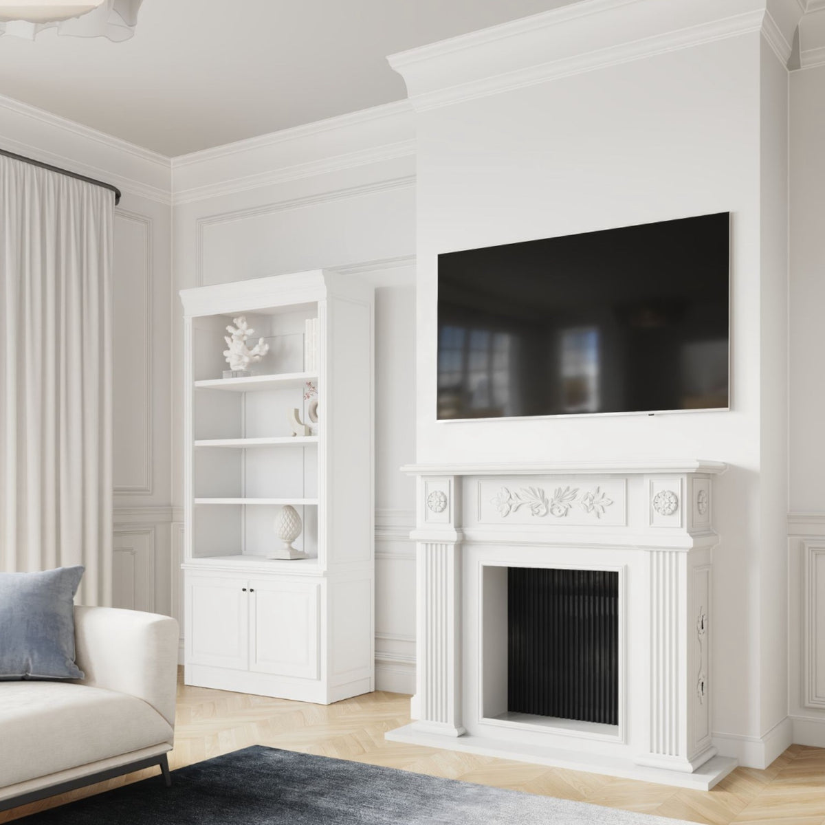Hamptons Library Bookcase 100cm - White