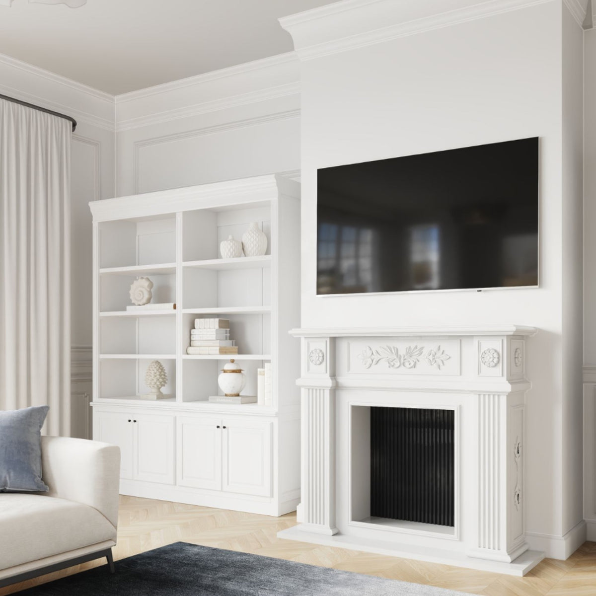 Hamptons Library Bookcase 180cm - White