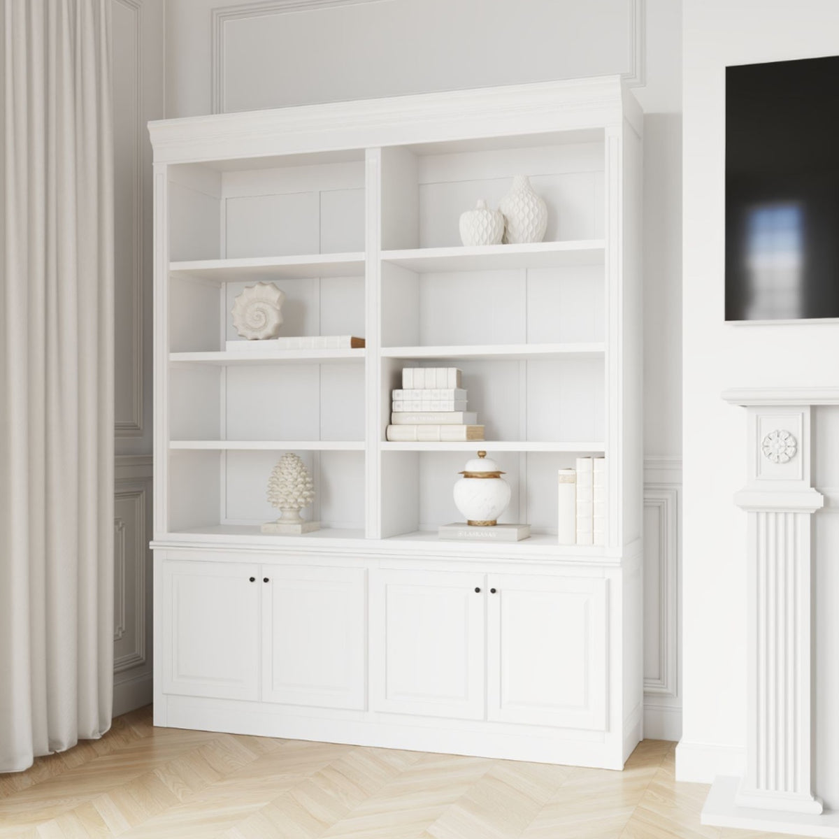 Hamptons Library Bookcase 180cm - White