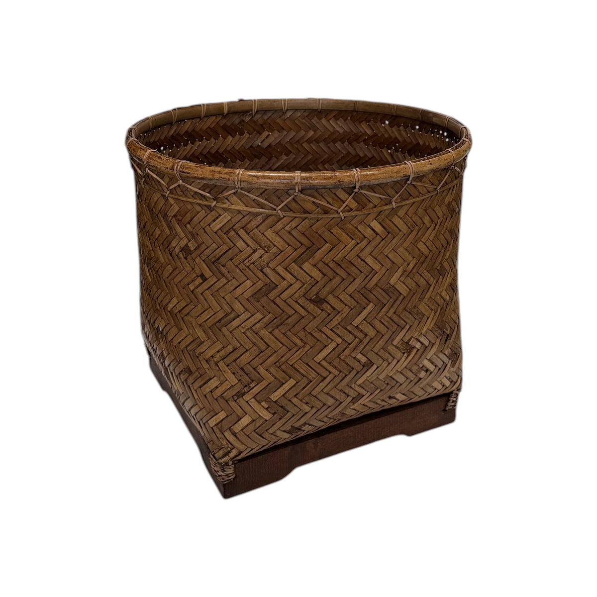 Herringbone Weave Basket Planter Bamboo - Large