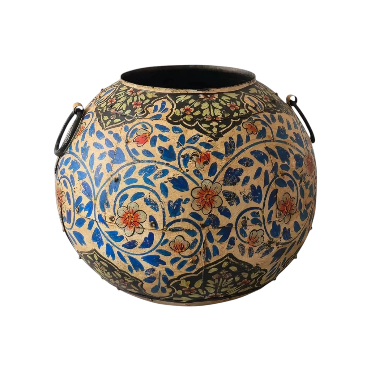 Imperial Blue Painted Round Urn - Medium