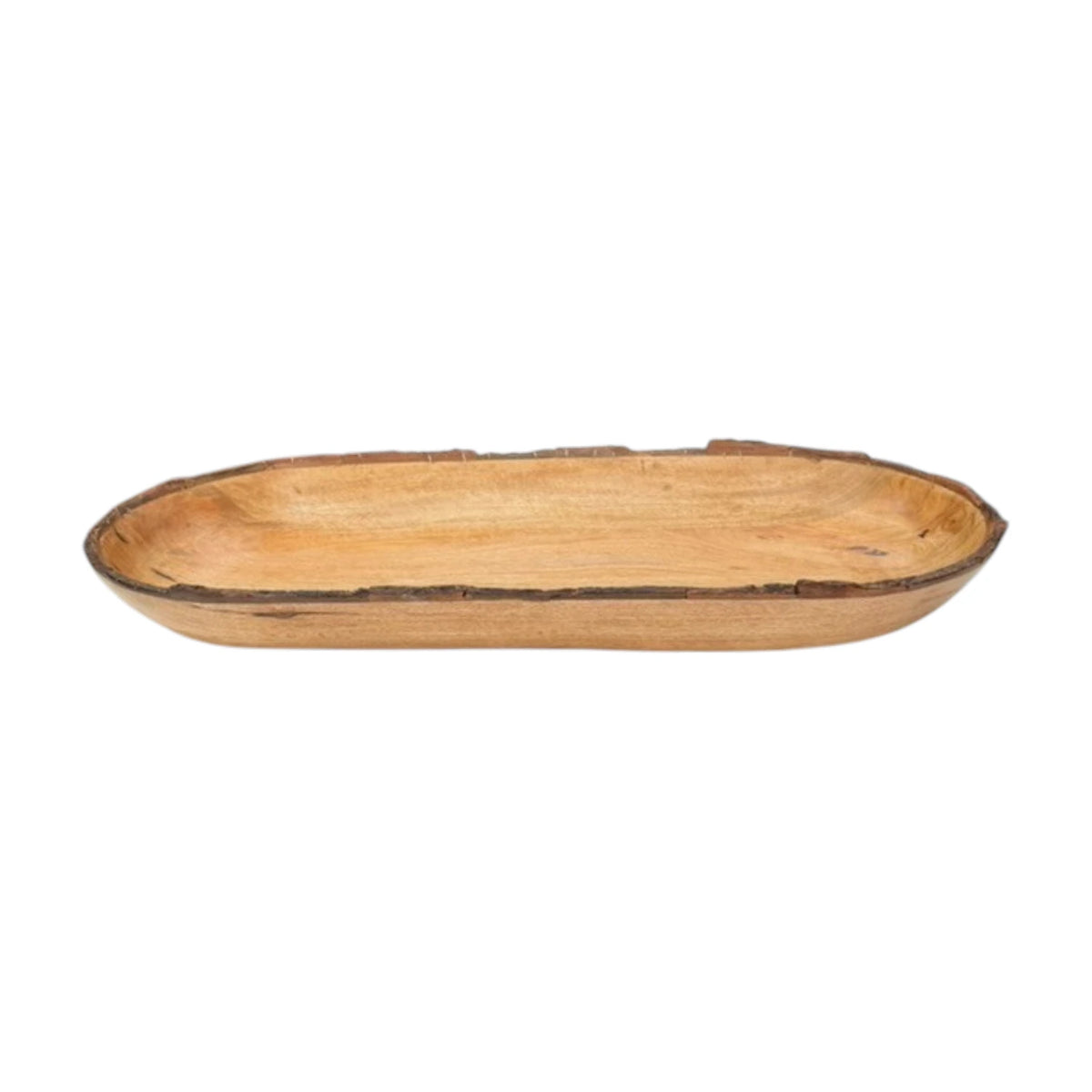 Long Wooden Bark Edge Bowl