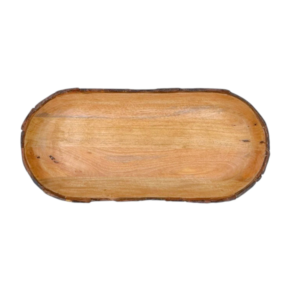 Long Wooden Bark Edge Bowl