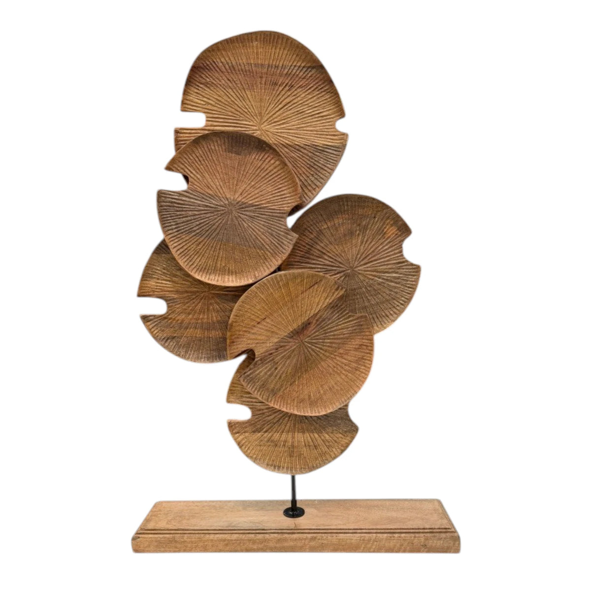 Lotus Carved Timber Decor on Stand