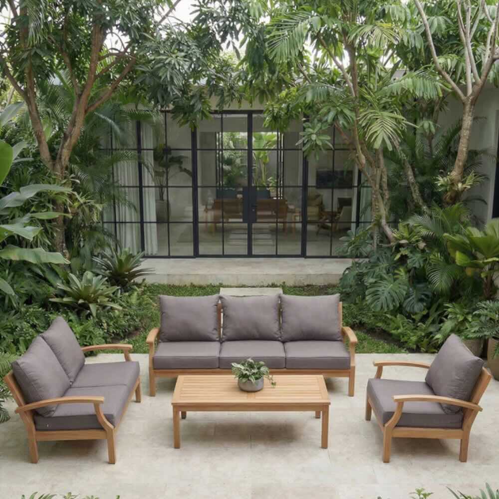 Lanai 3 Seater Outdoor Lounge - Teak / Dove