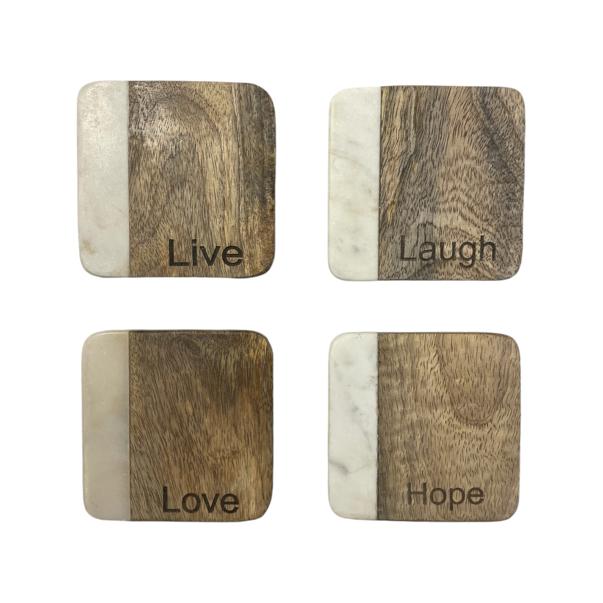Live Love Laugh Hope Marble Coasters - Set of 4