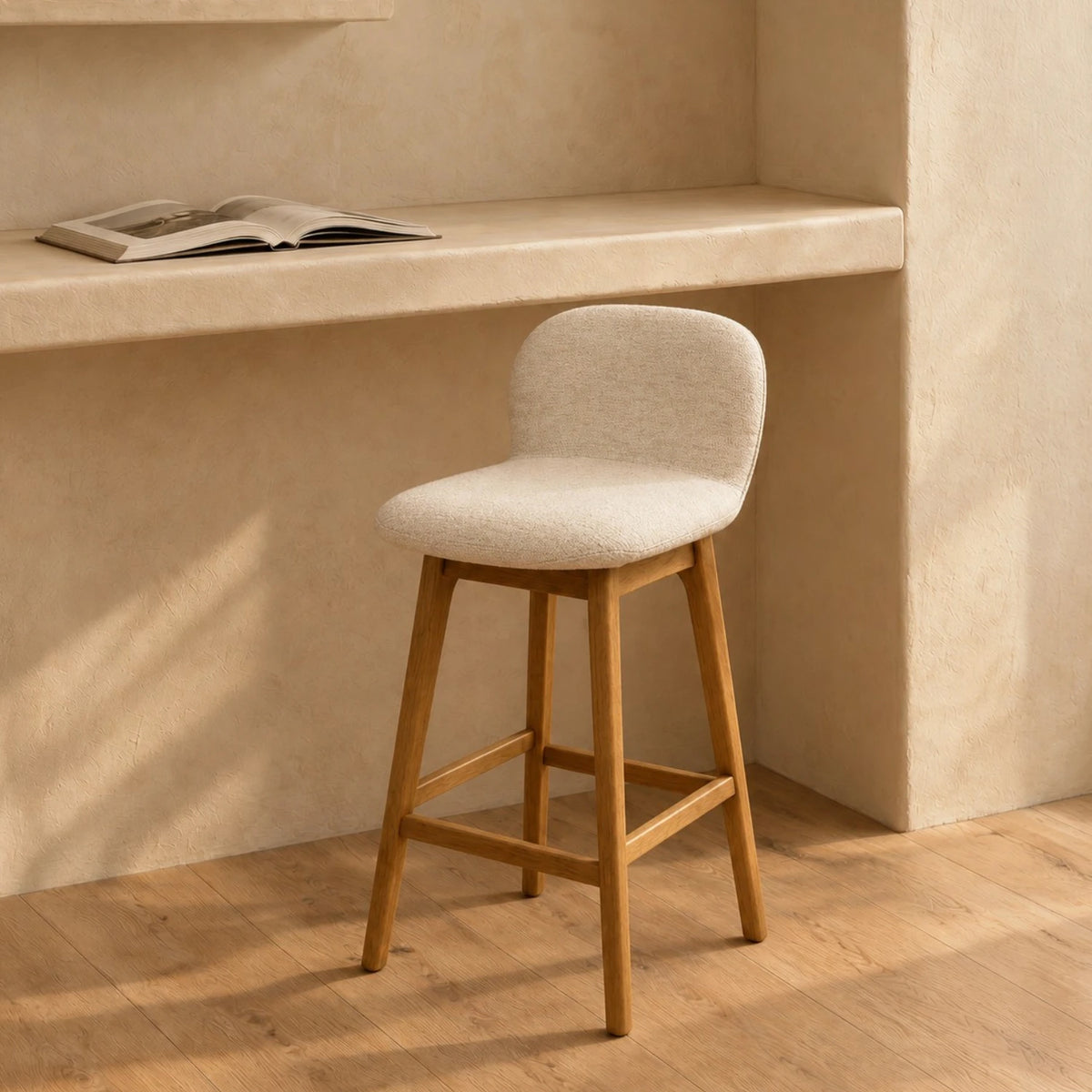 Luma Barstool - Cameilia Ivory / Natural Leg