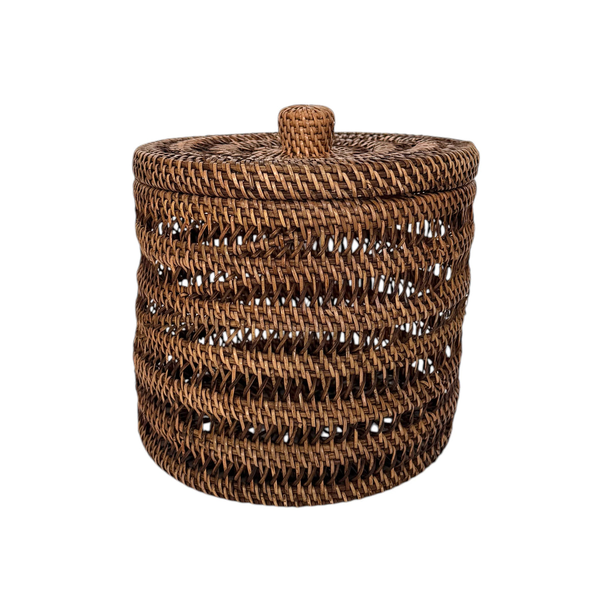 Nusa Rattan Storage Basket With Lid Large - Brown