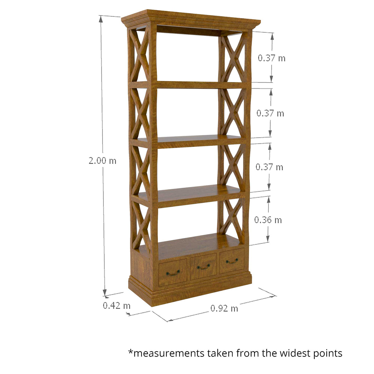 Phoenix Narrow Bookcase - Mango Wood