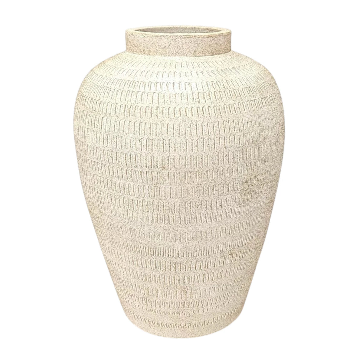 Sierra Terracotta Carved Antique Pot - White