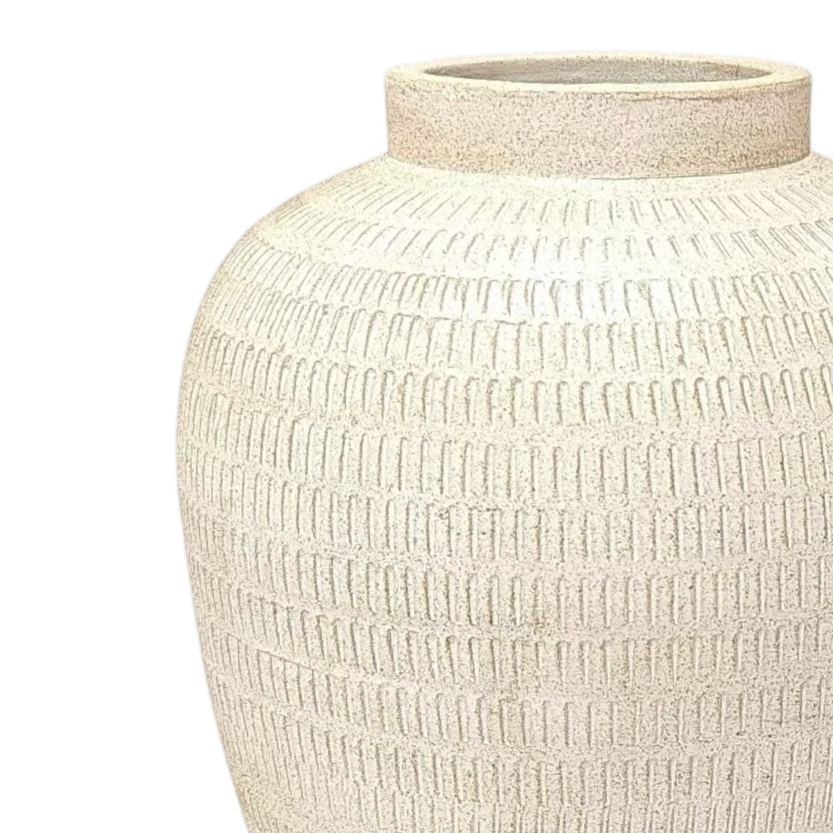 Sierra Terracotta Carved Antique Pot - White