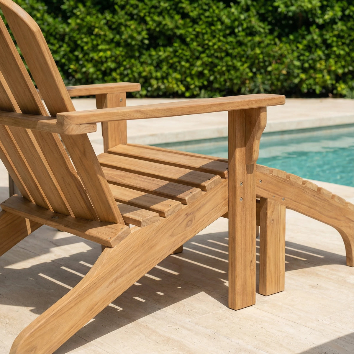 Adirondack Chair with Footstool - Teak