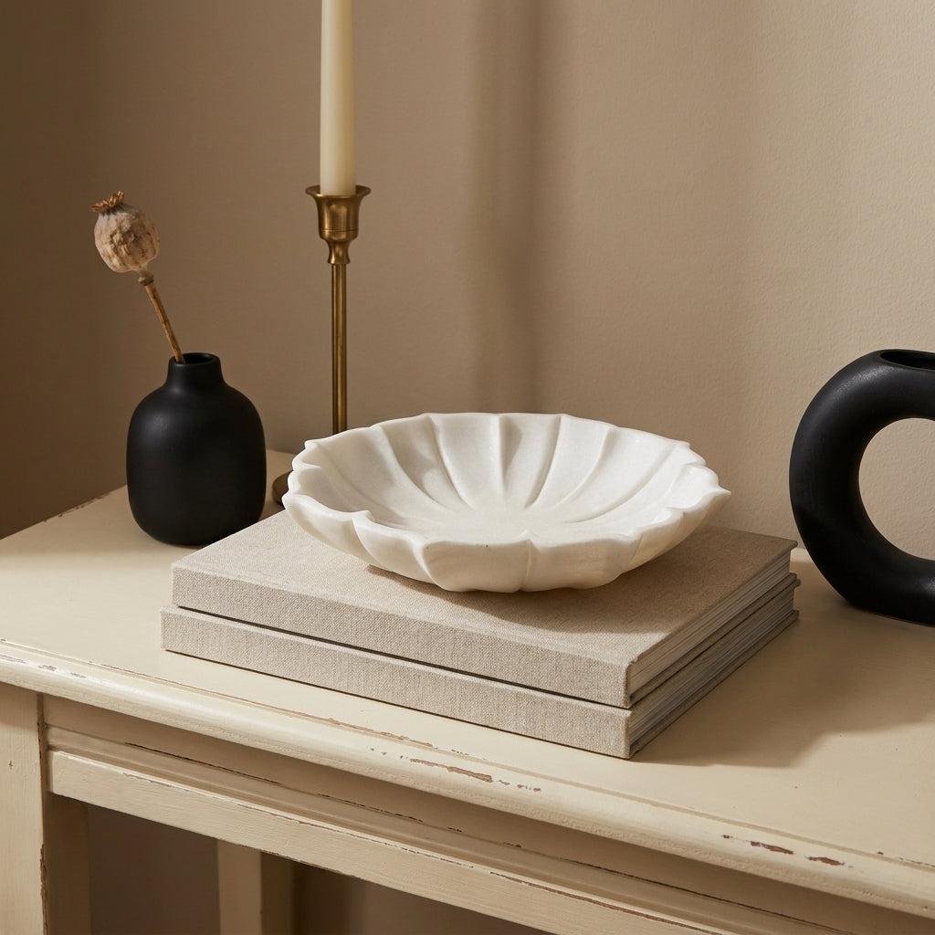 Abey Marble Lotus Bowl - 30cm