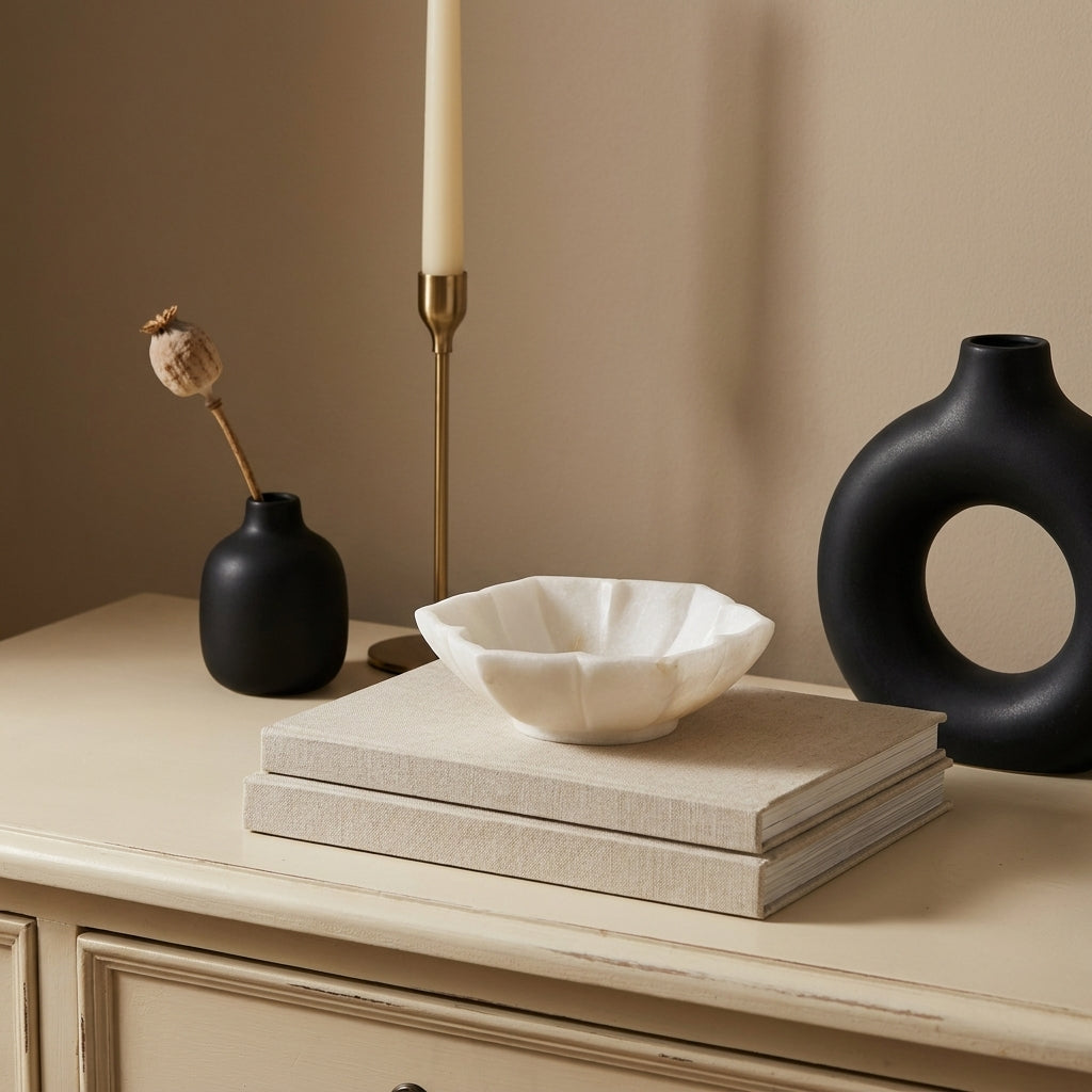 Layla Marble Lotus Bowl - 15cm