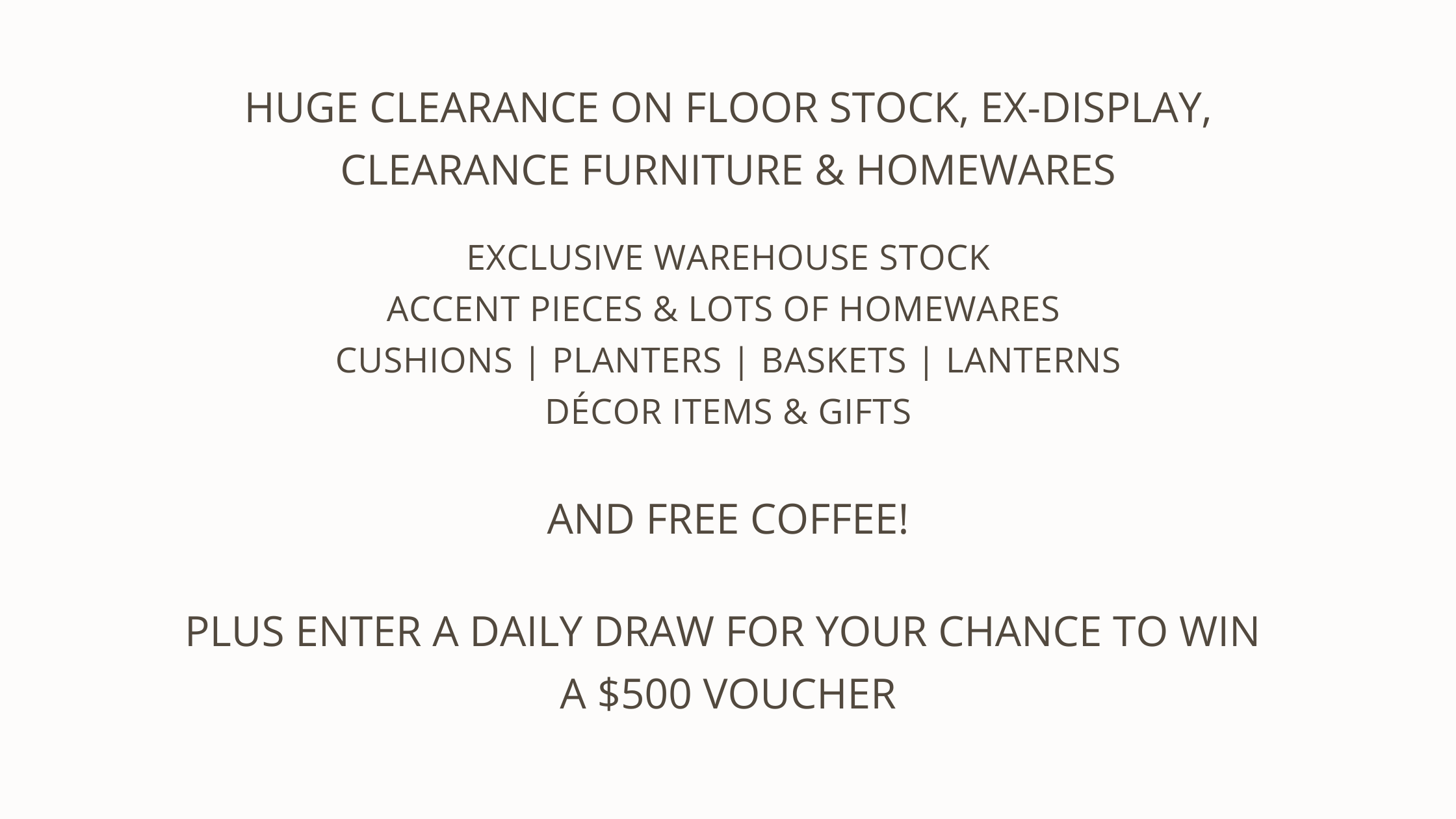 huge clearance on floor stock for warehouse sale