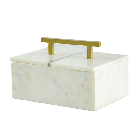 Banswara white marble box with brass handle