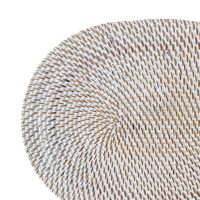 Bahama Rattan Oval Placemat White IMG2