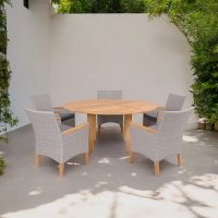 Balmoral Round Teak Table Styled 160cm 2