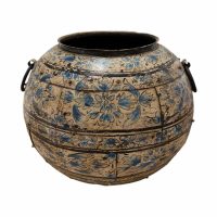 Blue Wash Painted Round Urn GIO1
