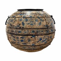 Blue Wash Painted Round Urn GIO2