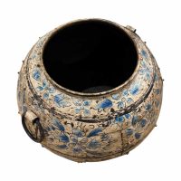 Blue Wash Painted Round Urn GIO4