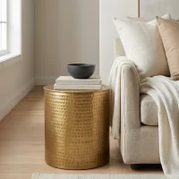 Brass Hammered Side Table