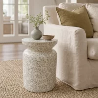Capiz Drum Side Table Periwinkle Styled IMG1