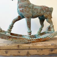 Carved Wooden Rocking Horse Aqua IMG6