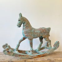 Carved Wooden Rocking Horse Aqua IMG7