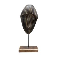 Carved timber mask on stand Large IMG1